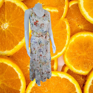 NWT Lara‎ G. By Lara Guidotti Floral Airy Silk Blend Blouson Dress Size Large